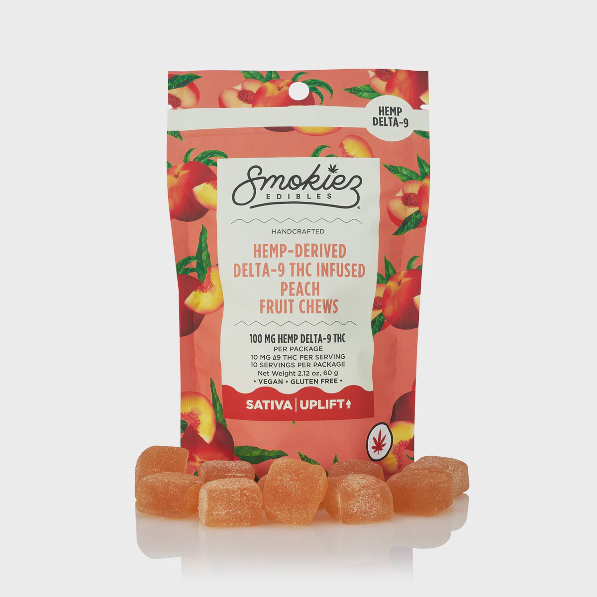 Smokiez Edibles Delta-9 Peach Hemp Derived Delta-9 THC Fruit Chews 10 mg 10 pk